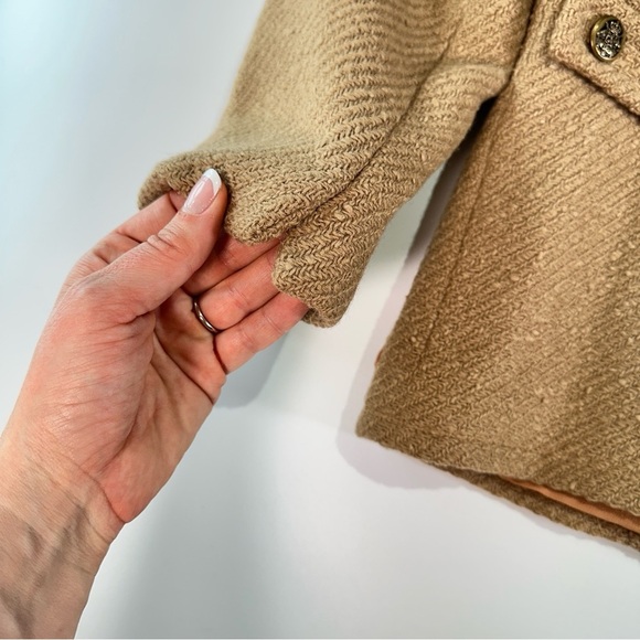 Bardley vintage wool blend peacoat tailored double breasted camel coat medium - Picture 7 of 15